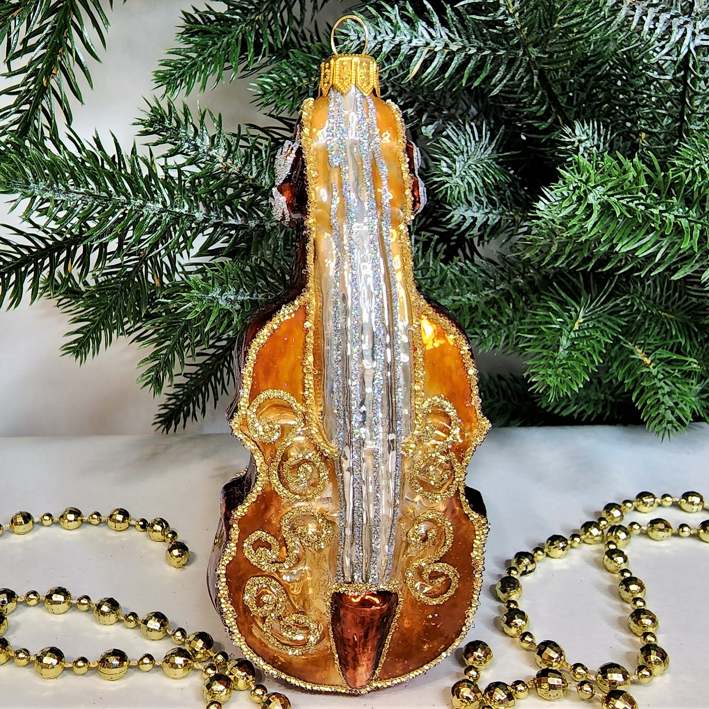 фото Стеклянная елочная игрушка Контрабас