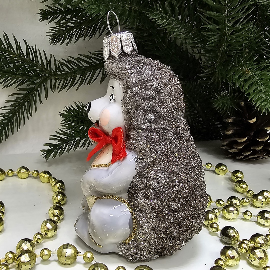 фото Стеклянная елочная игрушка Ёжик малый