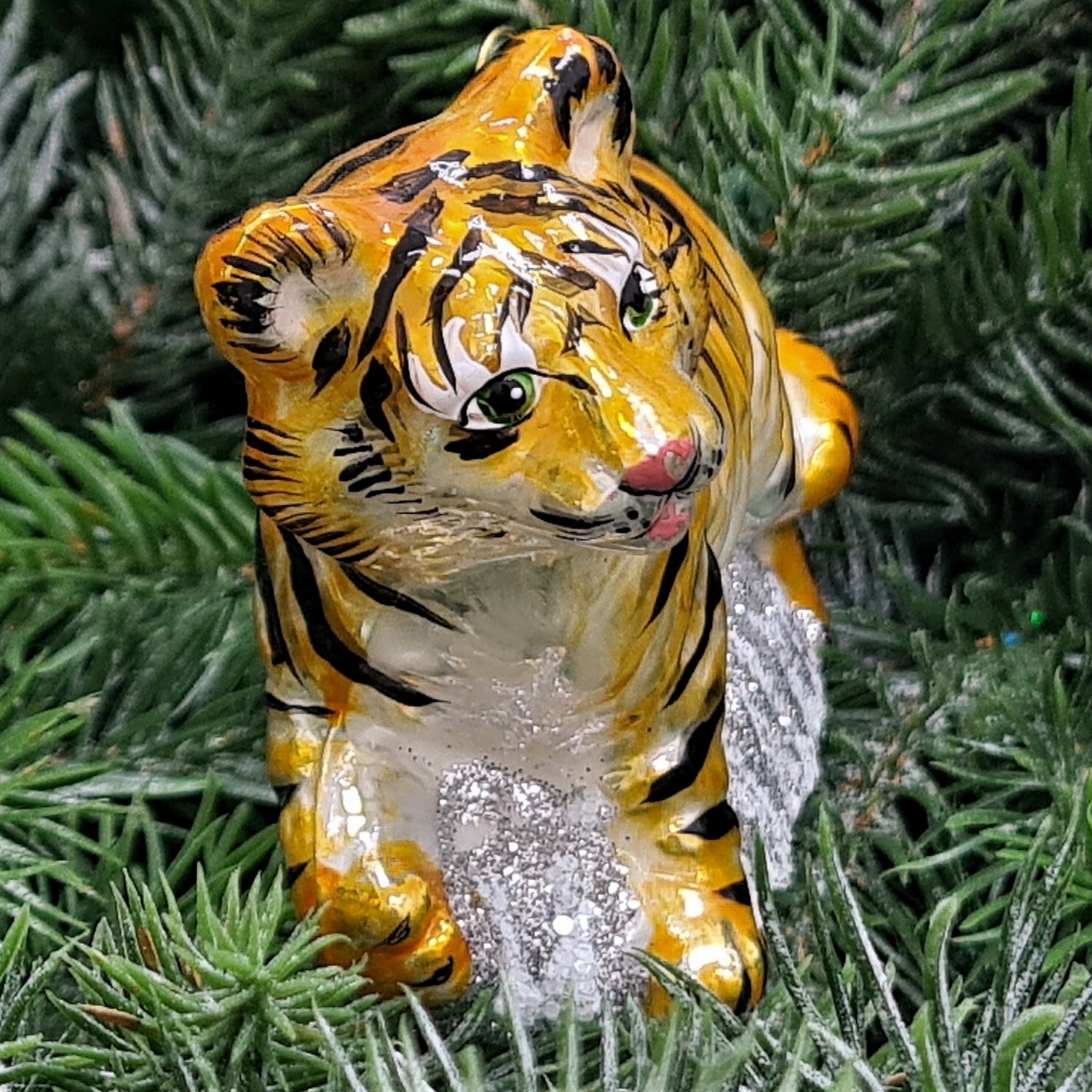 фото Стеклянная елочная игрушка Тигр