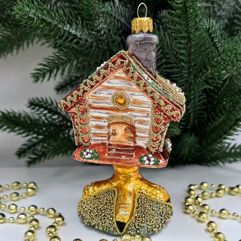фото Стеклянная елочная игрушка Избушка на курьих ножках