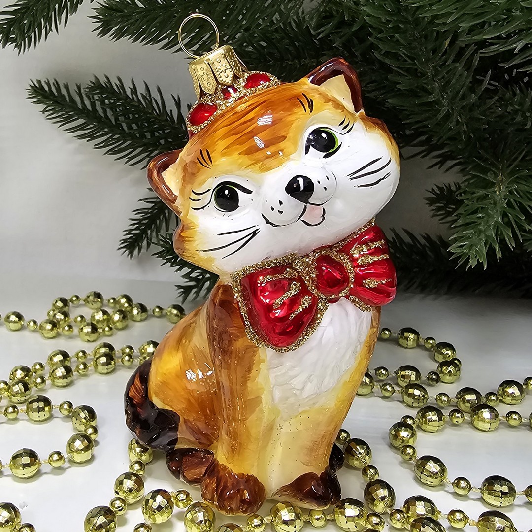 фото Стеклянная елочная игрушка Киса Мэри