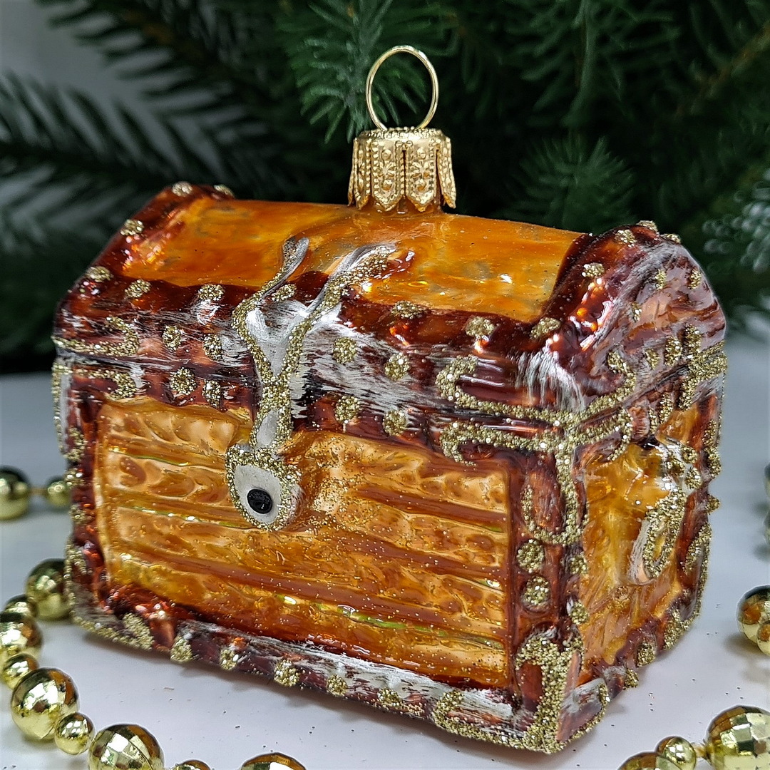 фото Стеклянная елочная игрушка Сундучок