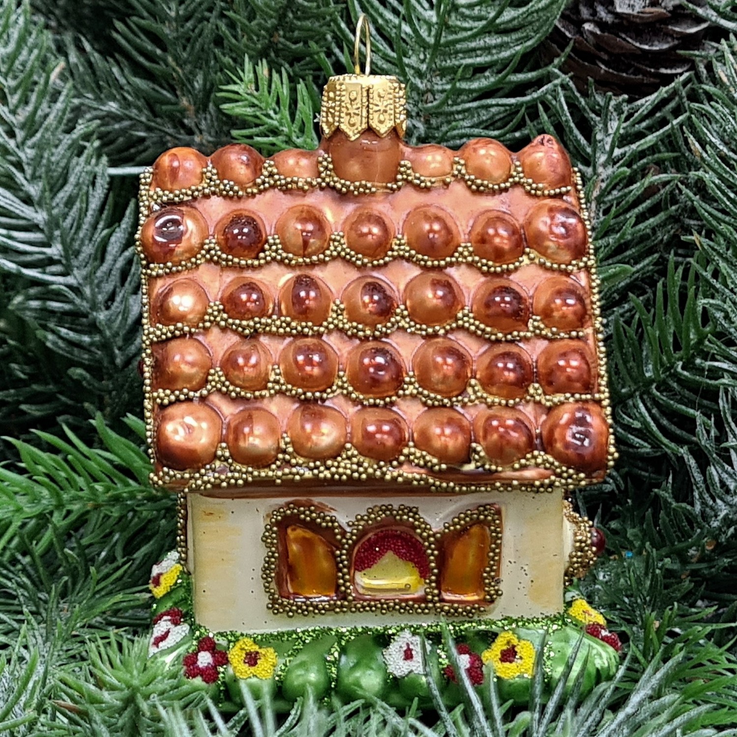 фото Стеклянная елочная игрушка Пряничный домик