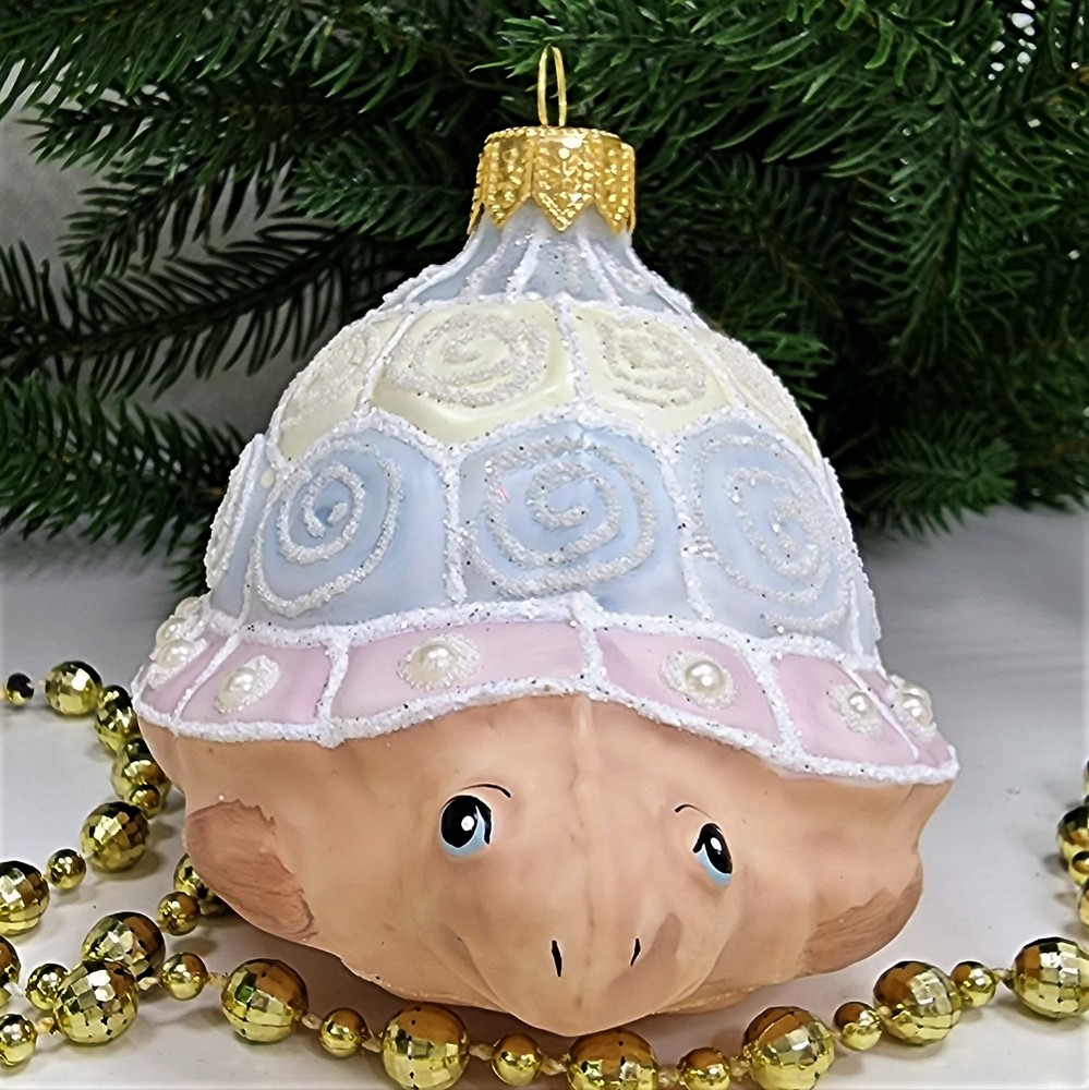 фото Стеклянная елочная игрушка Черепаха детская