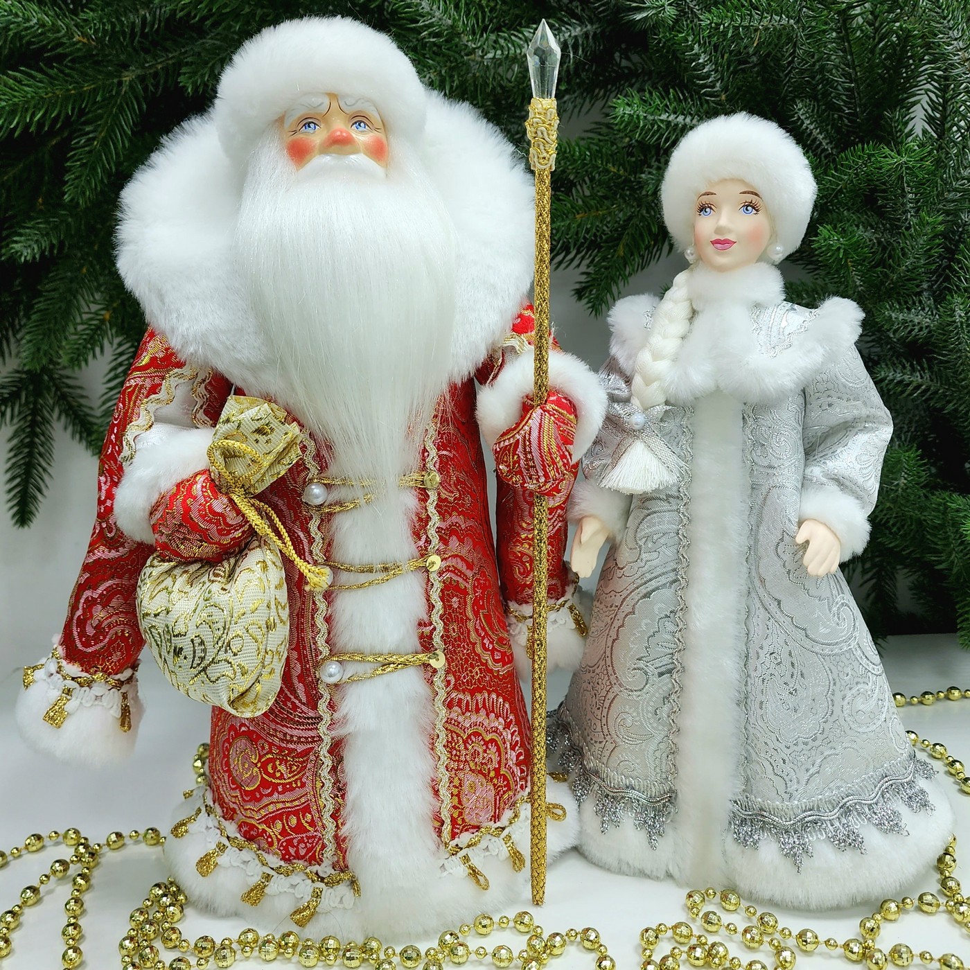 фото Набор Дед Мороз 34 см и Снегурочка 29 см №121