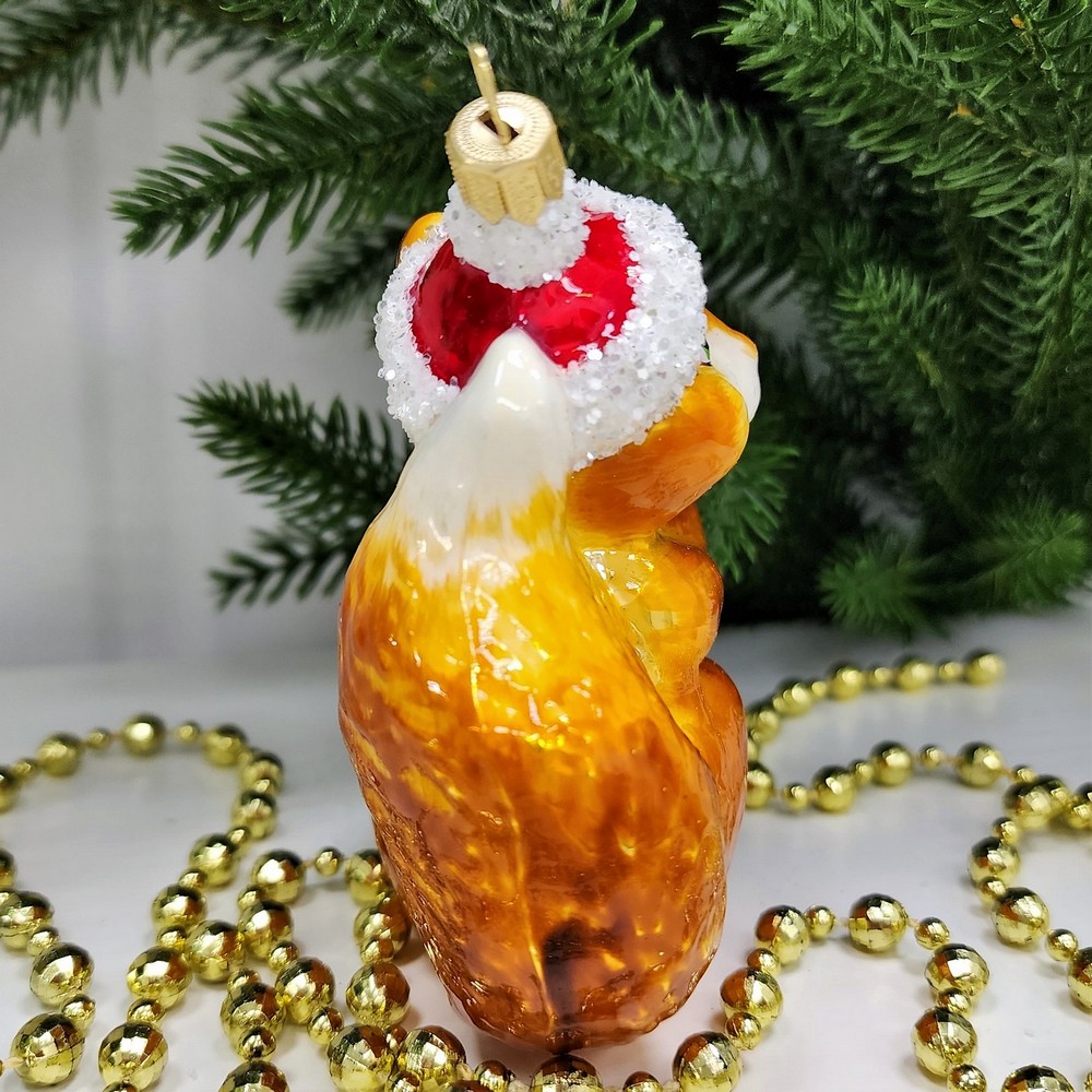 фото Стеклянная елочная игрушка Белочка с орехом