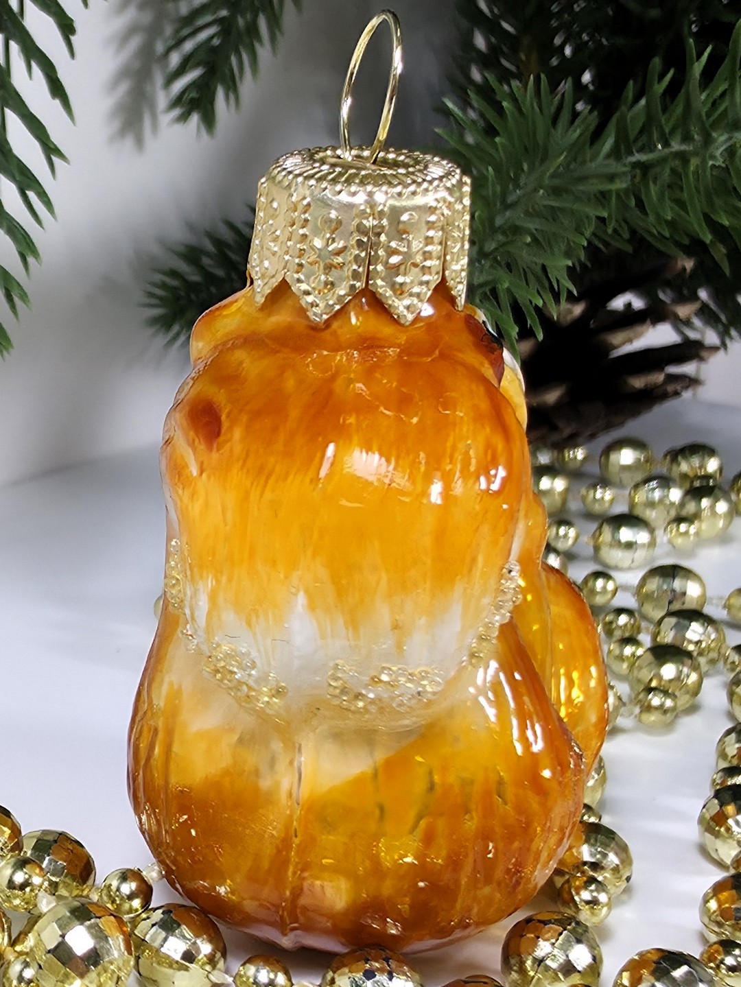 фото Стеклянная елочная игрушка Белочка мини