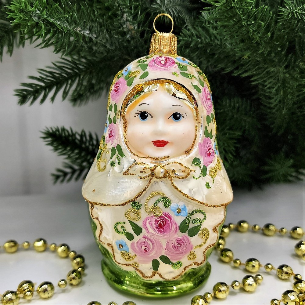 фото Стеклянная елочная игрушка Матрешка Версаль