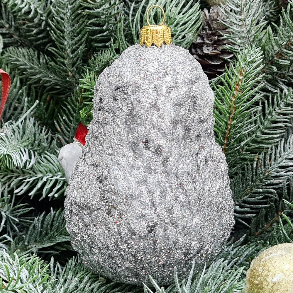 фото Стеклянная елочная игрушка Ежик с яблоком