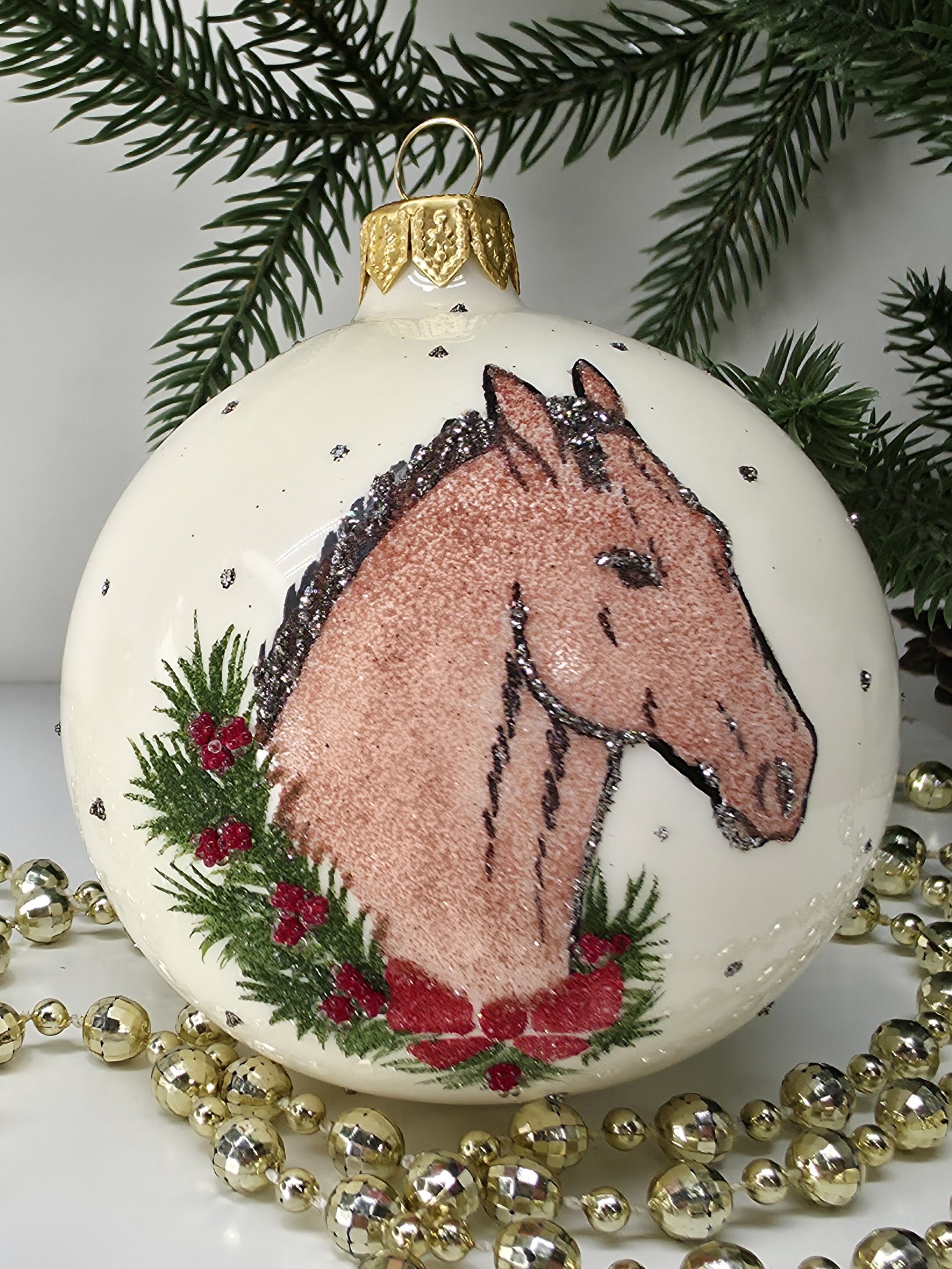 фото Стеклянный ёлочный шар Irena-Co 80 мм №132