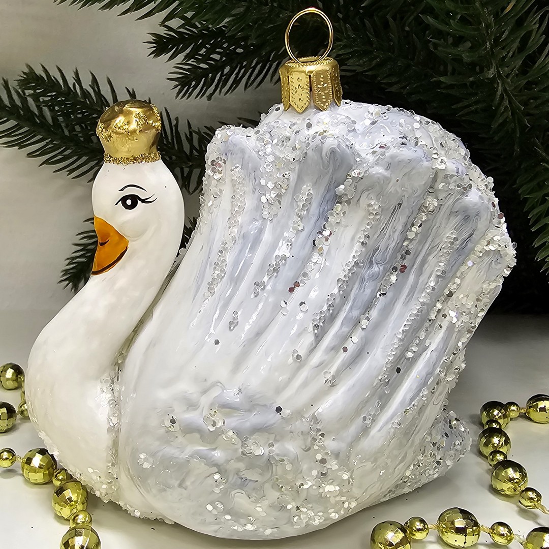 фото Стеклянная елочная игрушка Царевна лебедь винтаж