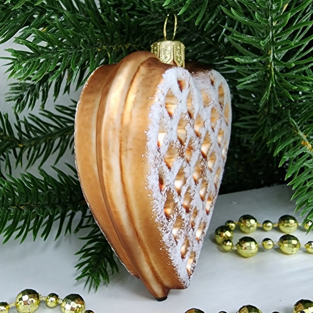 фото Стеклянная елочная игрушка Вафелька