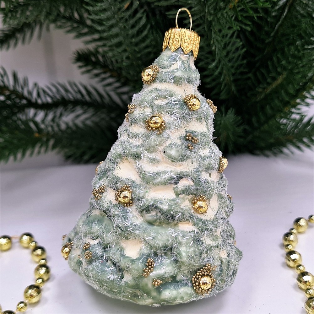 фото Стеклянная елочная игрушка Елочка винтаж