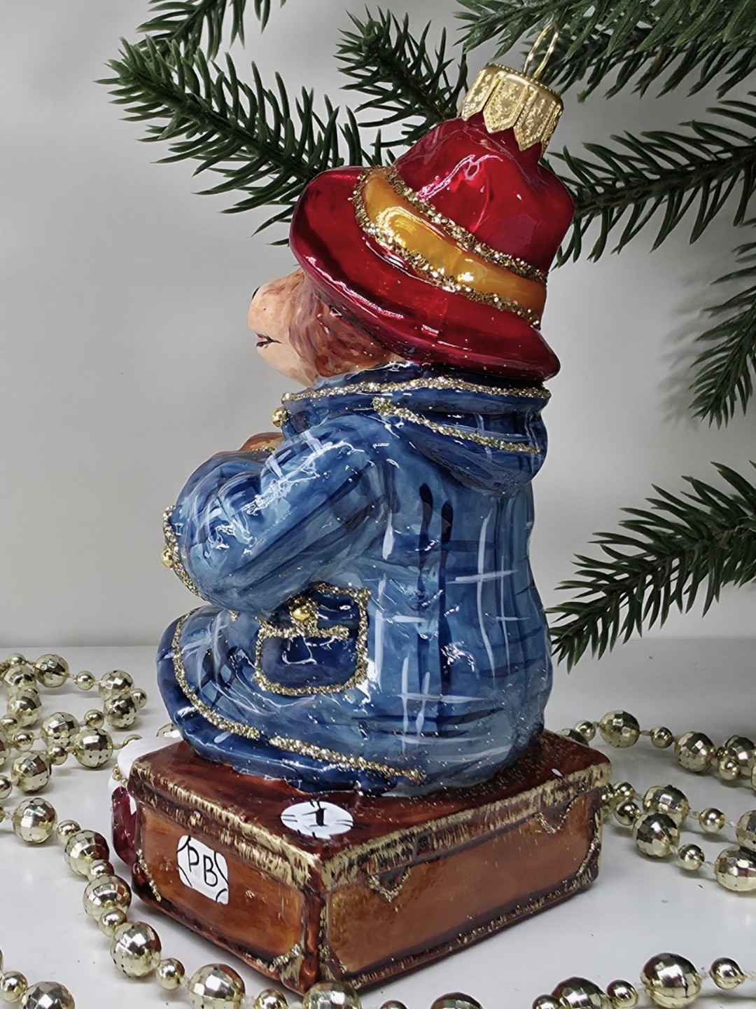 фото Стеклянная елочная игрушка Мишка Паддингтон