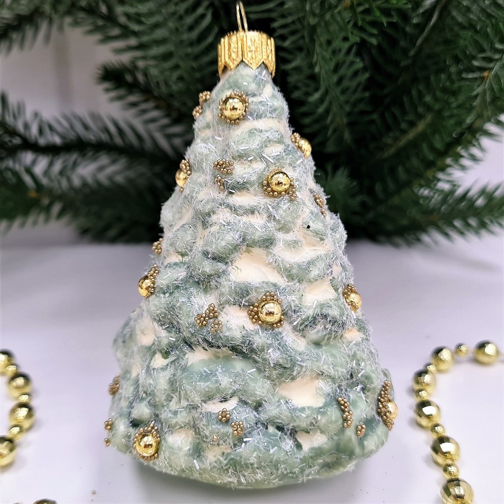 фото Стеклянная елочная игрушка Елочка винтаж