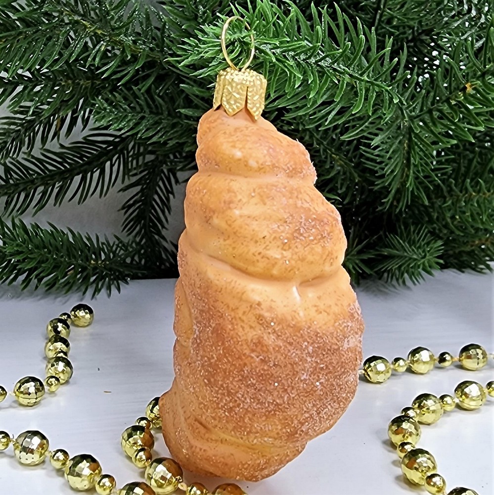 фото Стеклянная елочная игрушка Круассан