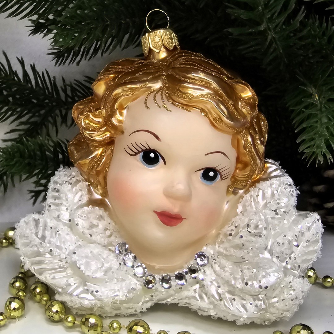 фото Стеклянная елочная игрушка Ангел малый