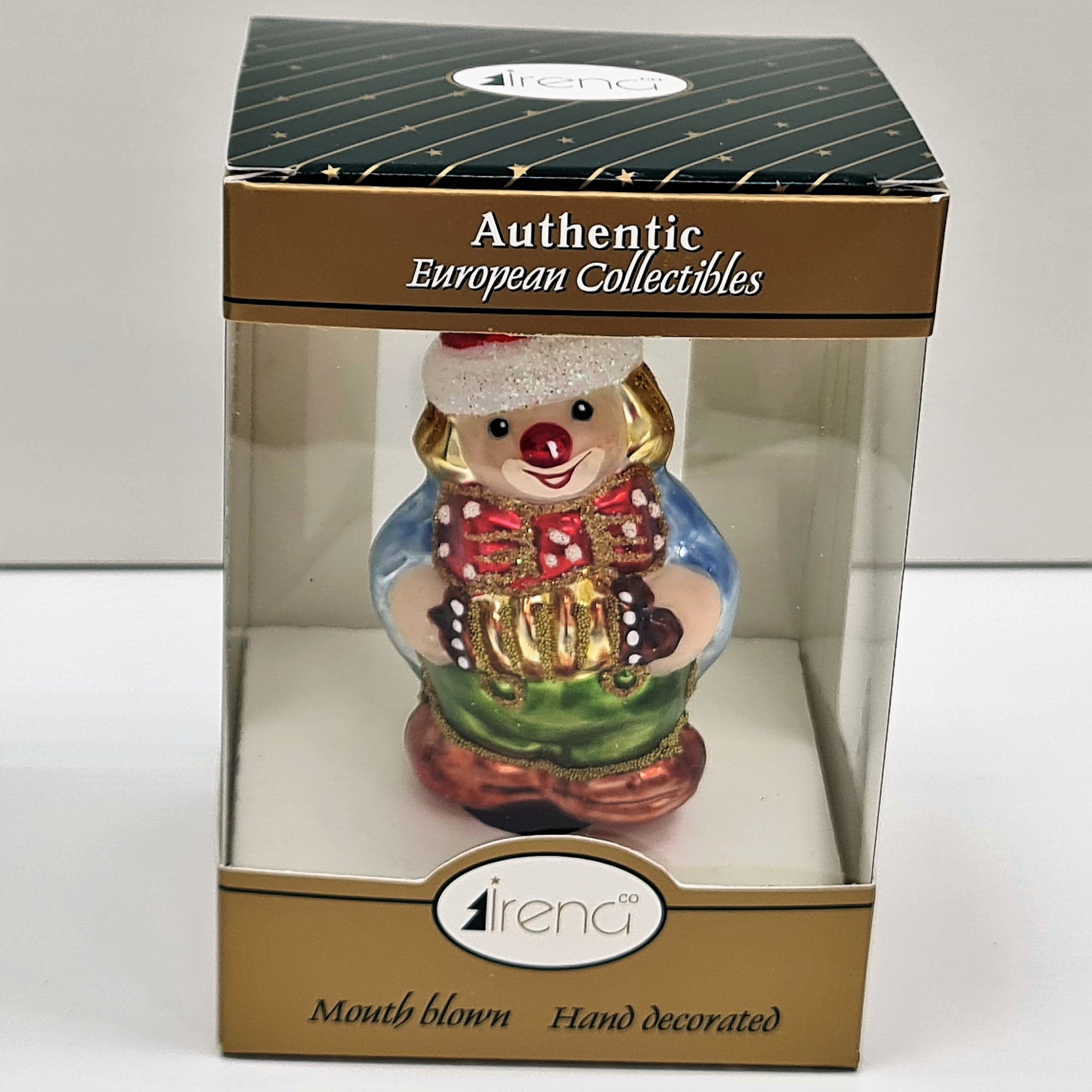 фото Стеклянная елочная игрушка Клоун с гармошкой