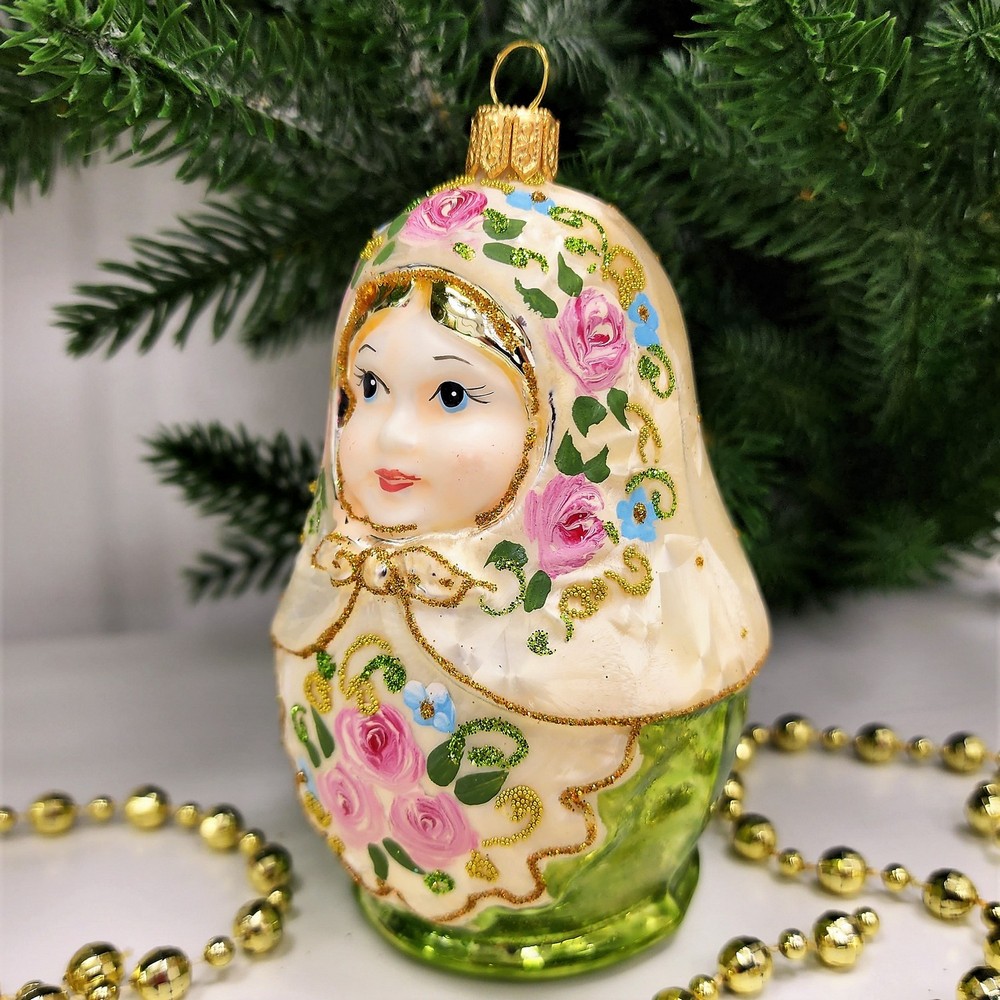 фото Стеклянная елочная игрушка Матрешка Версаль