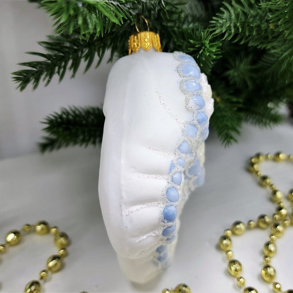 фото Стеклянная елочная игрушка Пинетки голубые