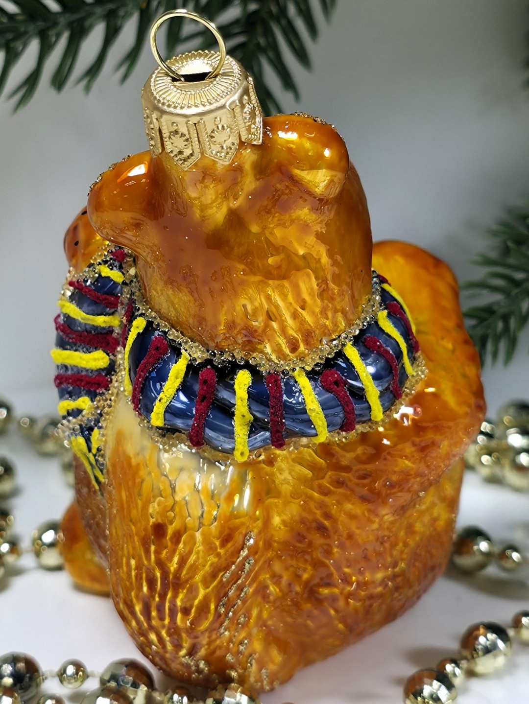 фото Стеклянная елочная игрушка Котик в шарфе