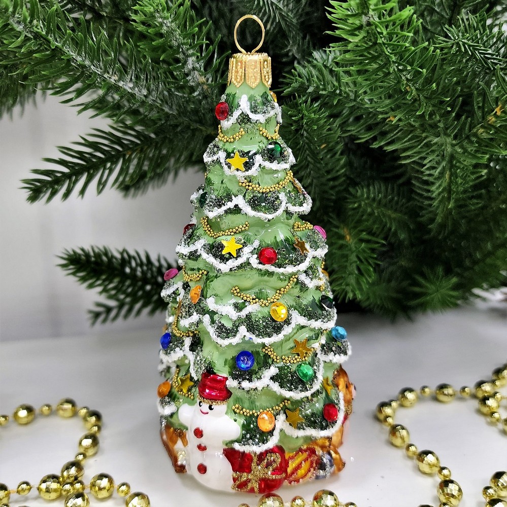 фото Стеклянная елочная игрушка Елочка с лошадкой винтаж