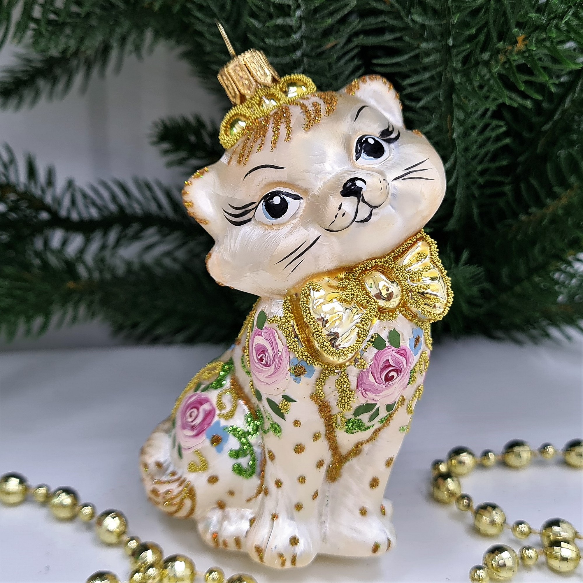 фото Стеклянная елочная игрушка Киса Мэри Версаль