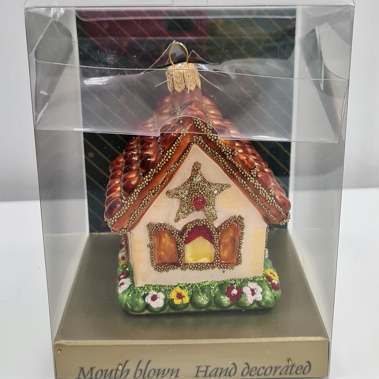 фото Стеклянная елочная игрушка Пряничный домик