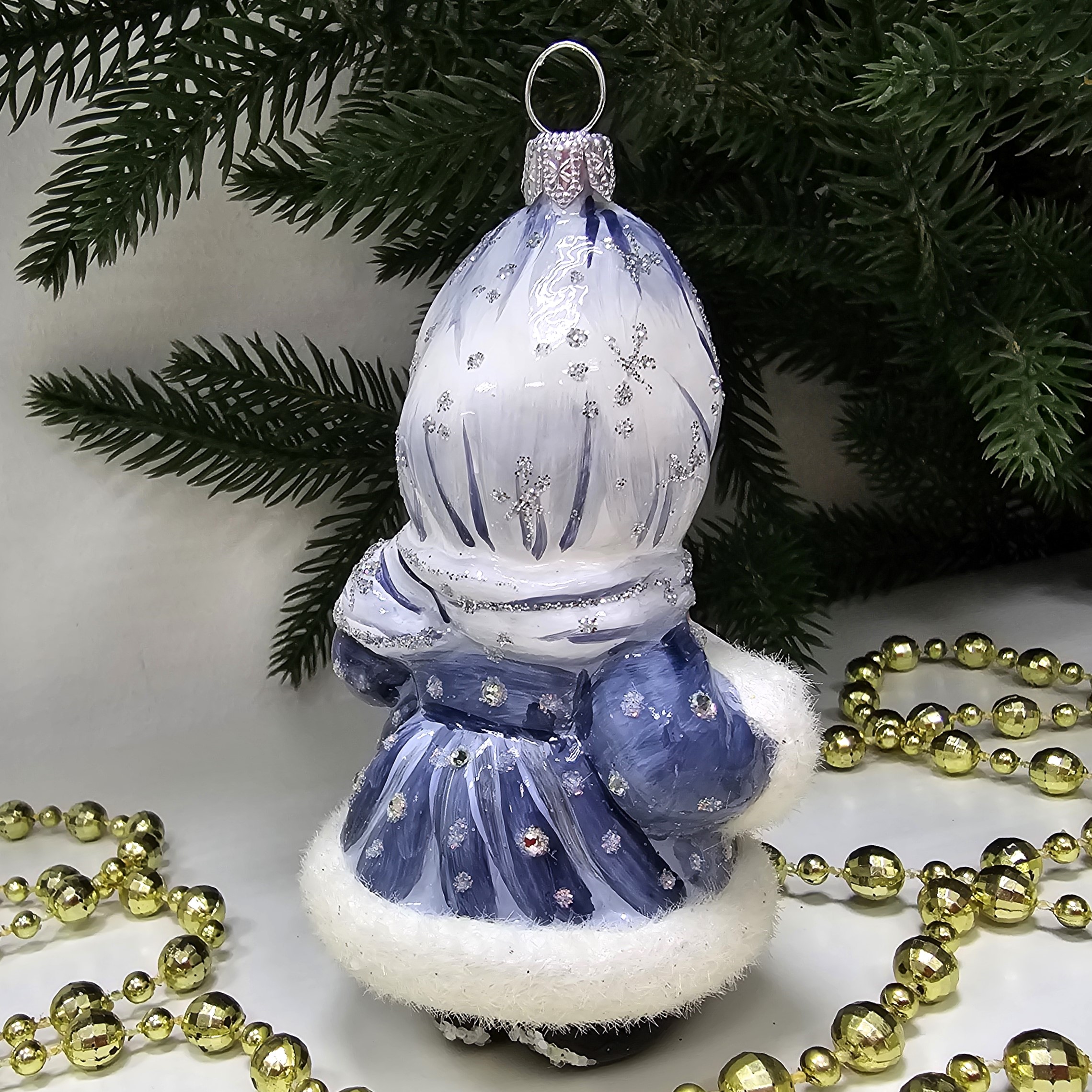 фото Стеклянная елочная игрушка Снегурочка глянец