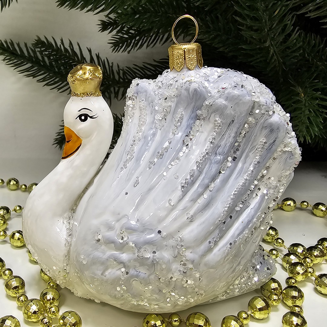 фото Стеклянная елочная игрушка Царевна лебедь винтаж