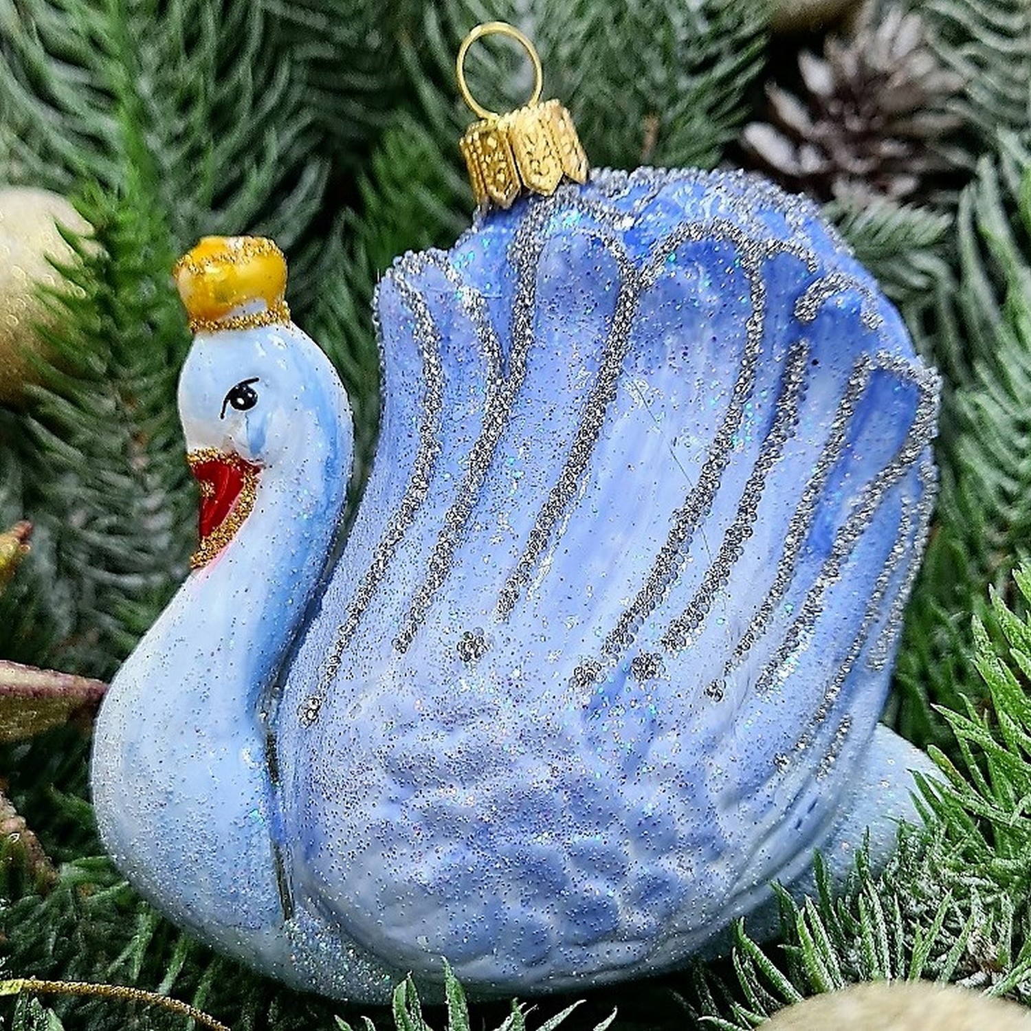 фото Стеклянная елочная игрушка Царевна Лебедь