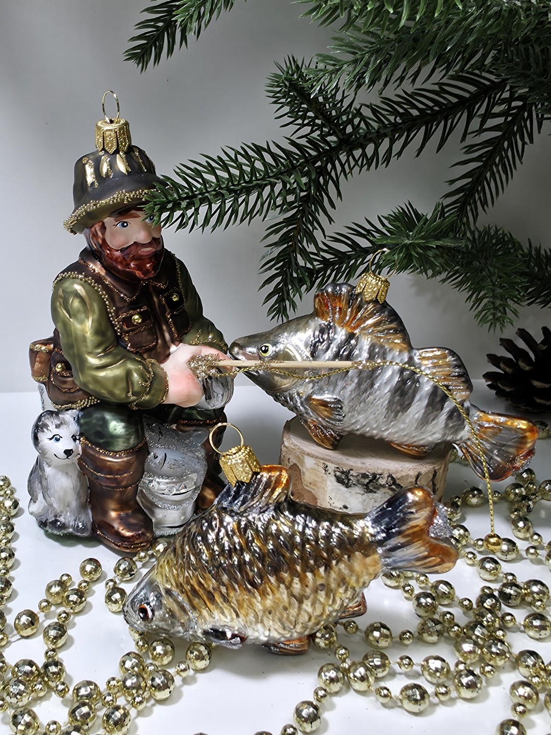 фото Набор ёлочных игрушек Рыбак и две рыбки