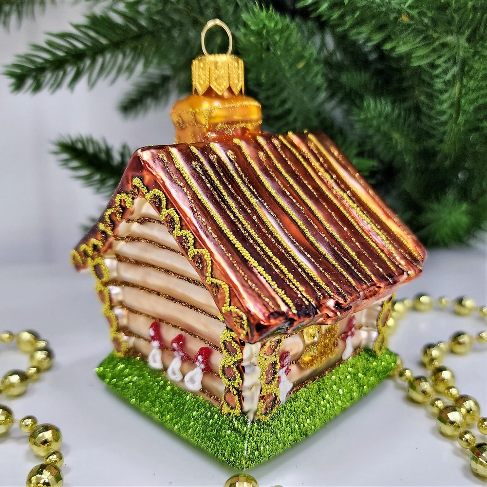 фото Стеклянная елочная игрушка Домик