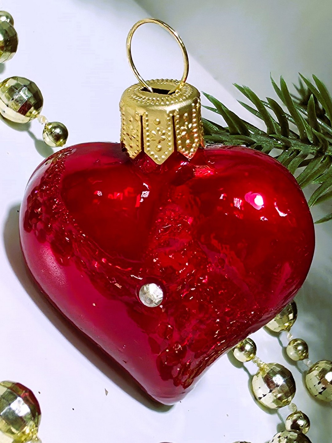 фото Стеклянная елочная игрушка Сердечко