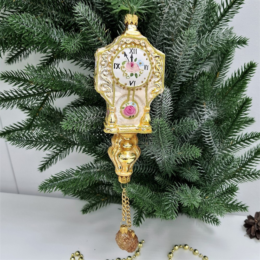 фото Стеклянная елочная игрушка Часы настенные Версаль