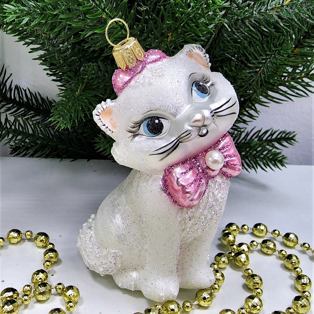 фото Стеклянная елочная игрушка Киса Мэри