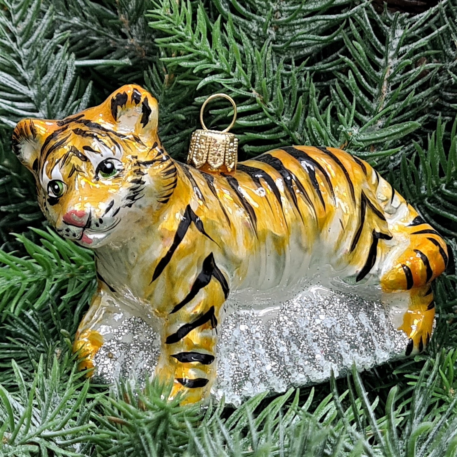 фото Стеклянная елочная игрушка Тигр