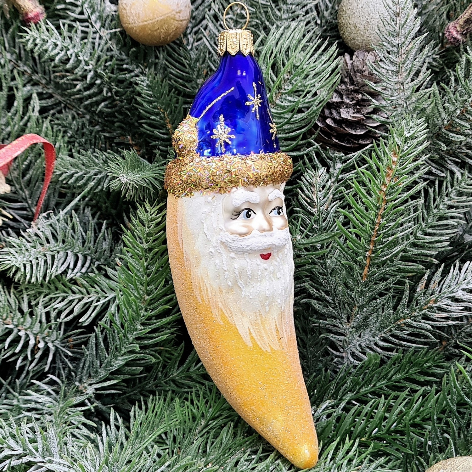 фото Стеклянная елочная игрушка Месяц
