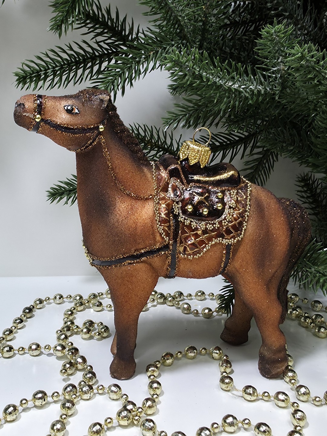 фото Стеклянная елочная игрушка Лошадь большая