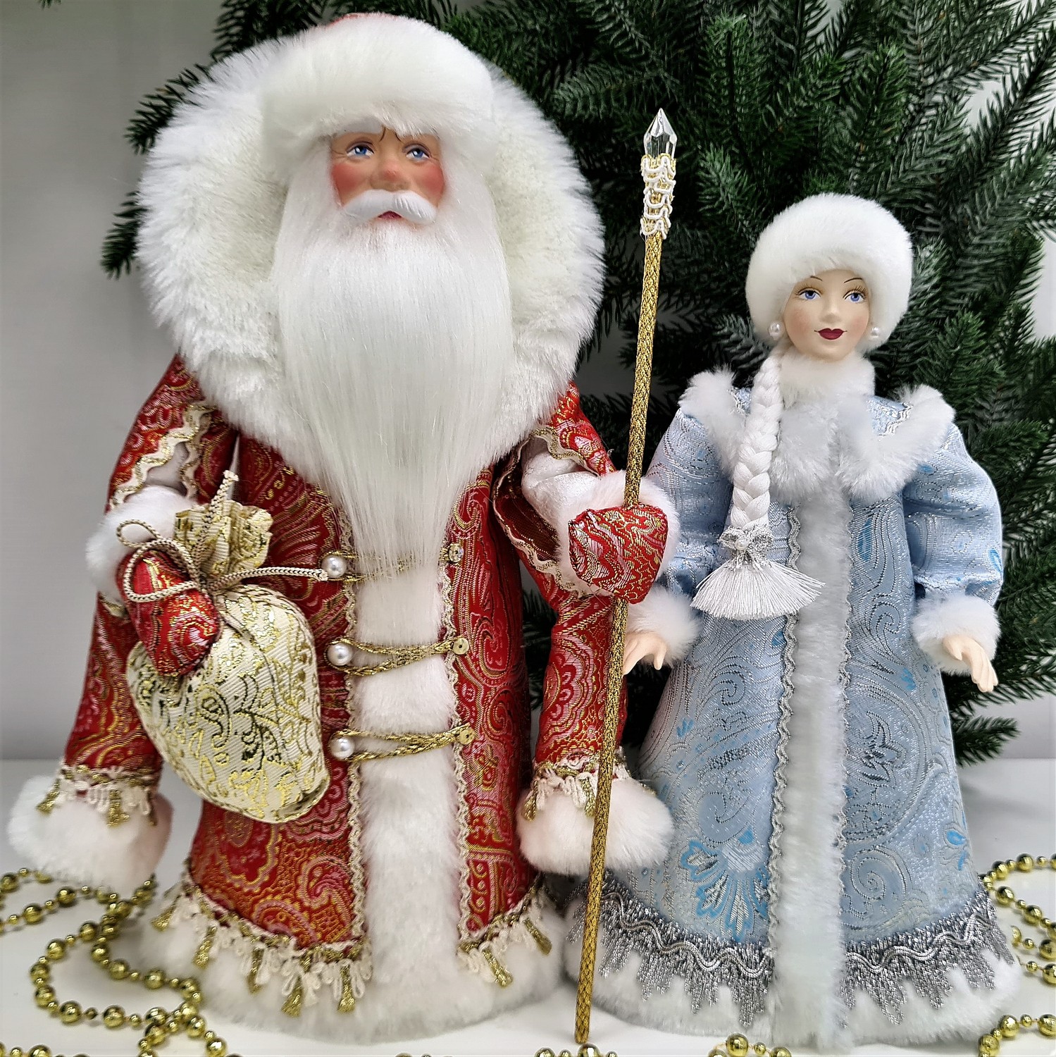 фото Набор Дед Мороз 34 см и Снегурочка 29 см №104