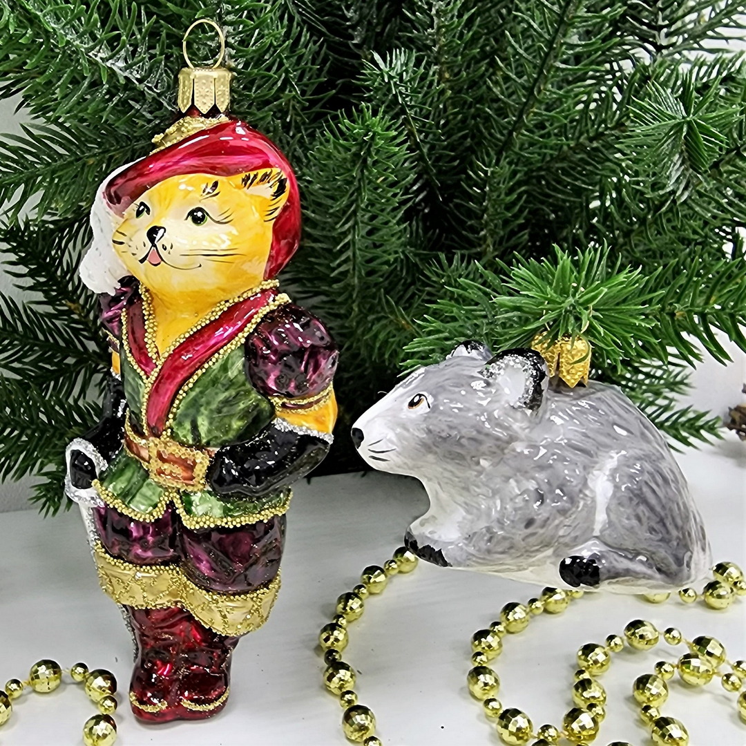 фото Набор ёлочных игрушек Кот в сапогах и мышонок