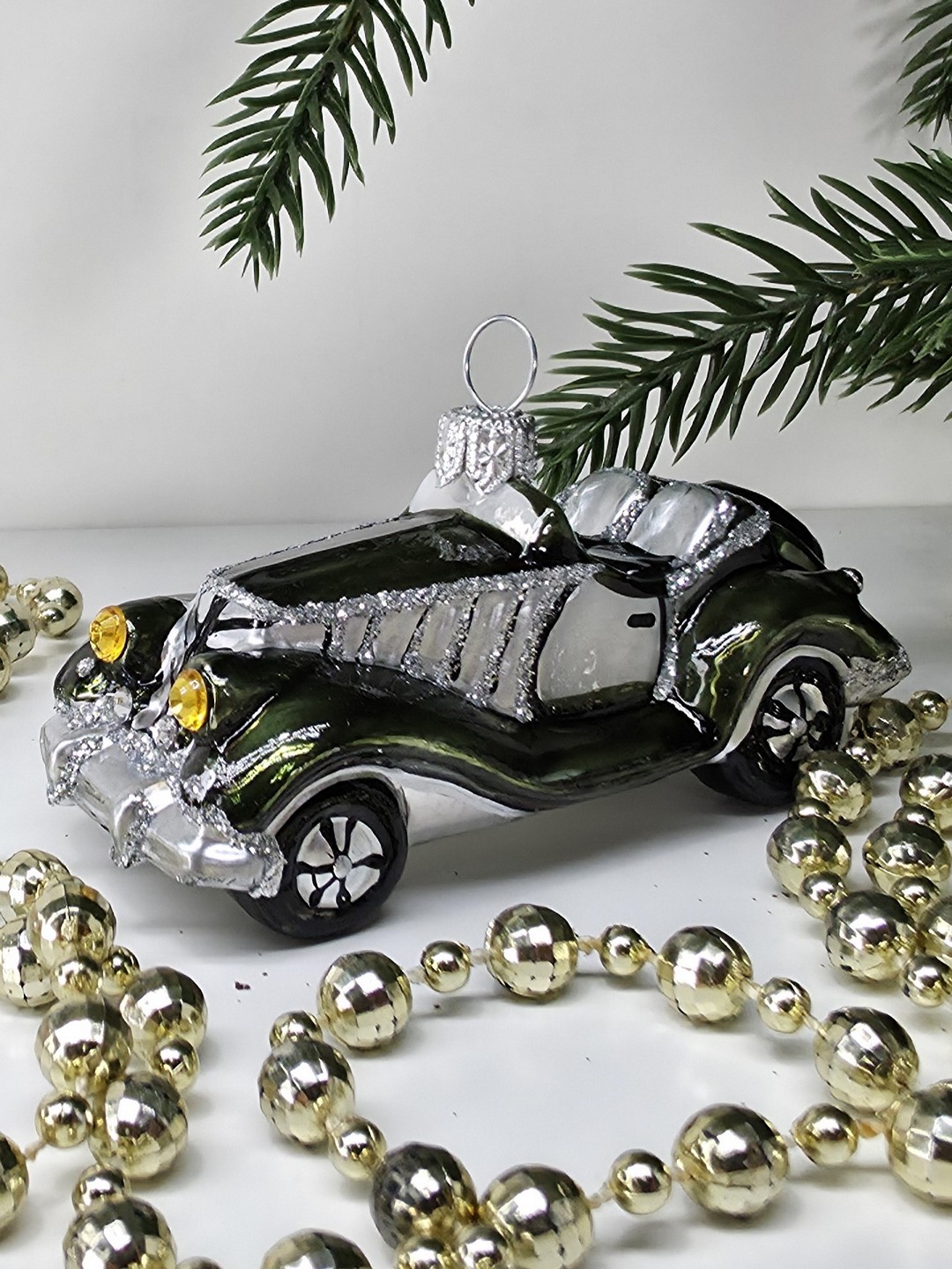 фото Стеклянная елочная игрушка Машинка - 4