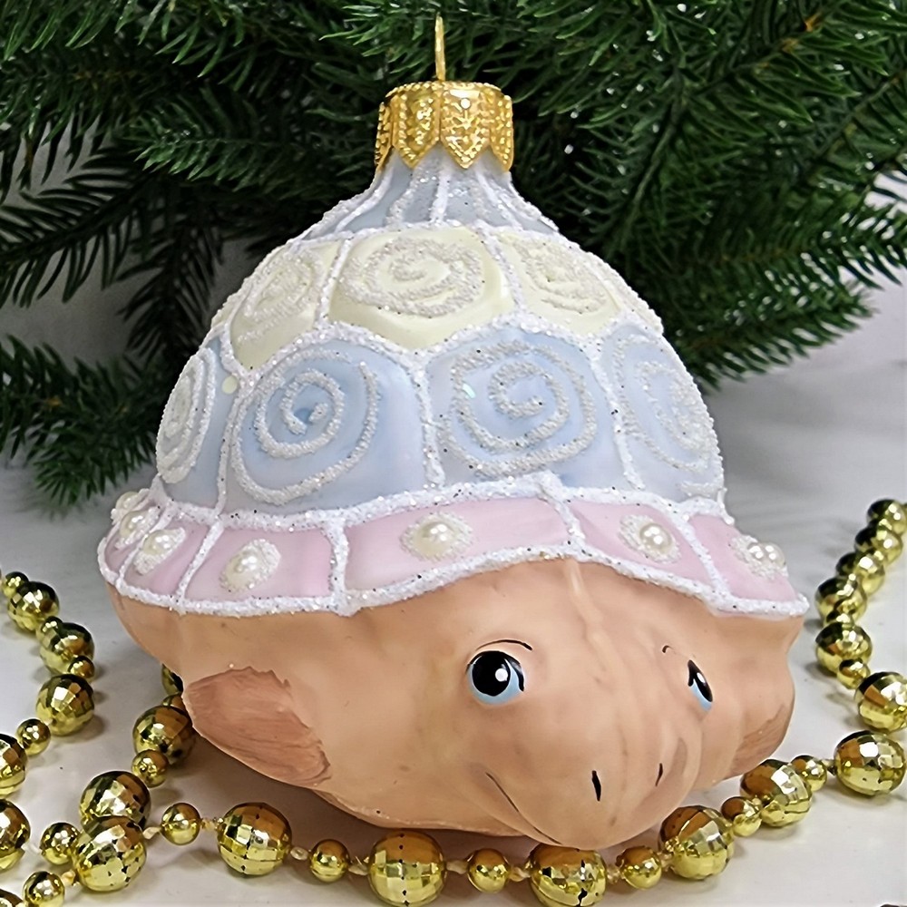 фото Стеклянная елочная игрушка Черепаха детская