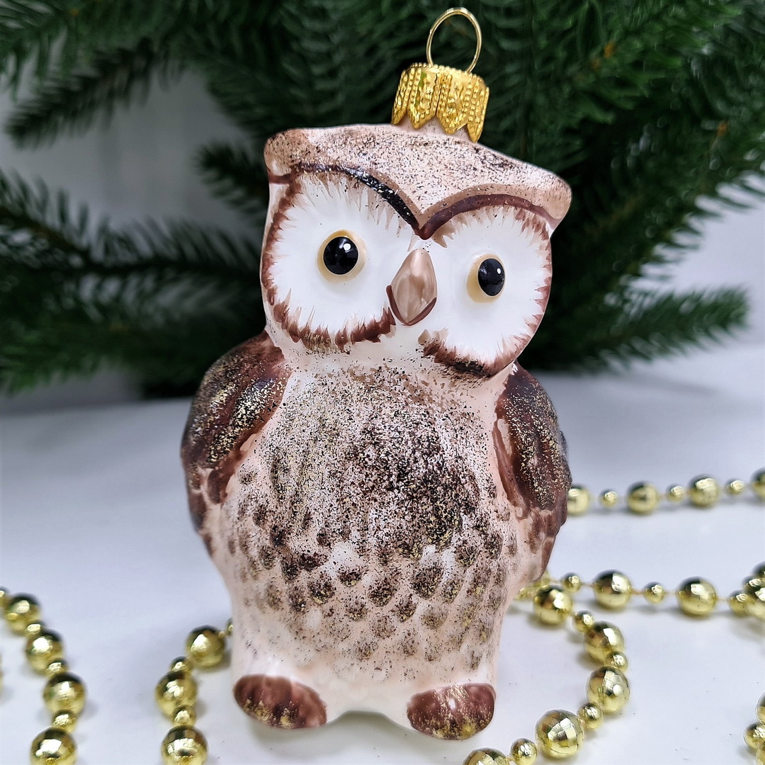 фото Стеклянная елочная игрушка Сова винтаж