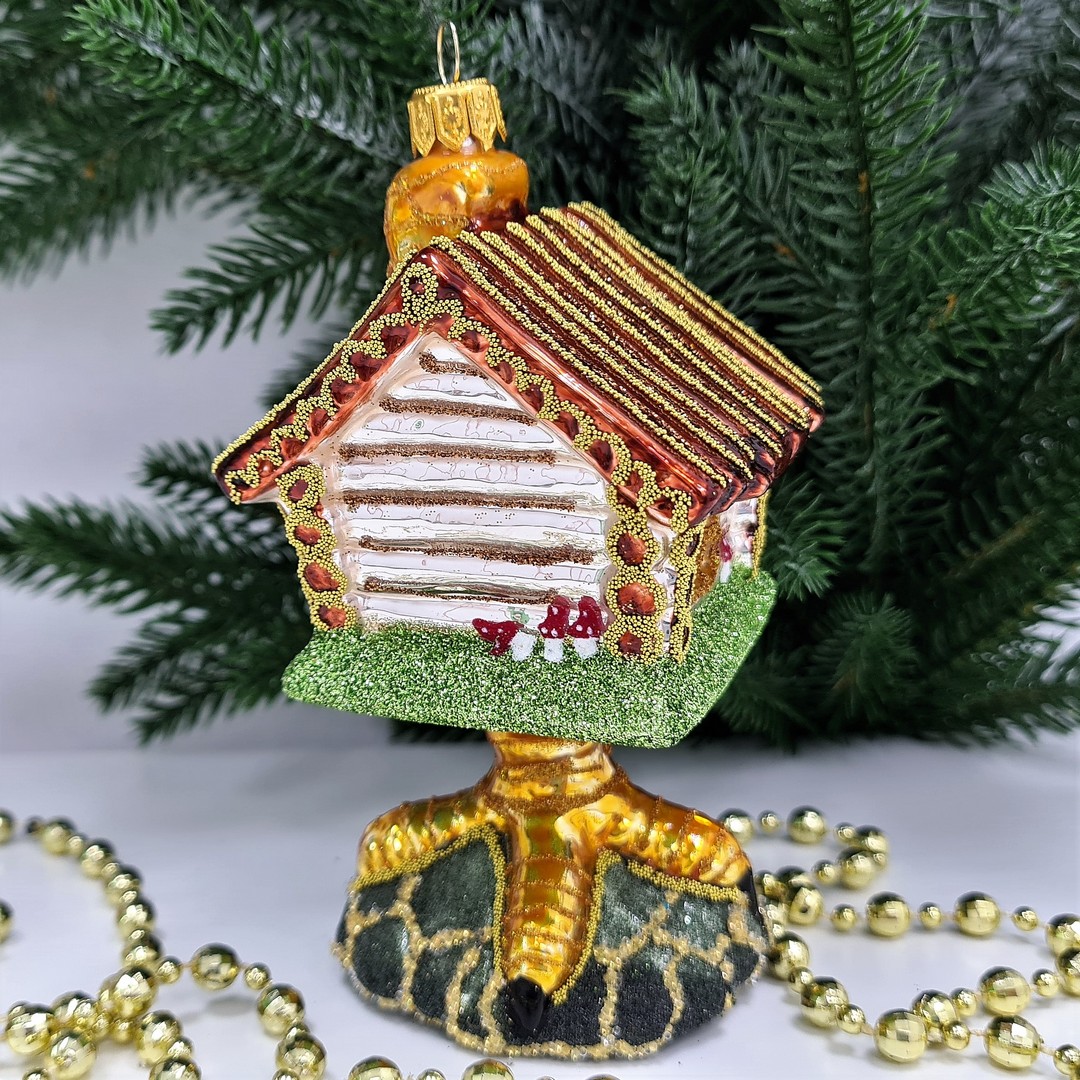 фото Стеклянная елочная игрушка Избушка на курьих ножках