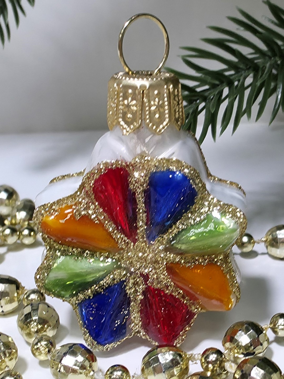 фото Стеклянная елочная игрушка Звездочка