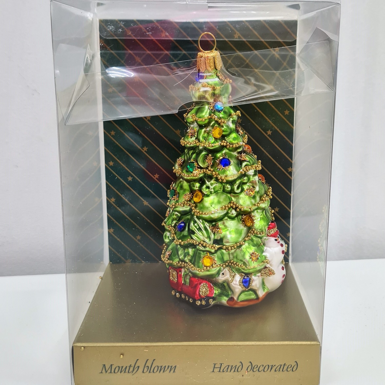 фото Стеклянная елочная игрушка Елочка с лошадкой