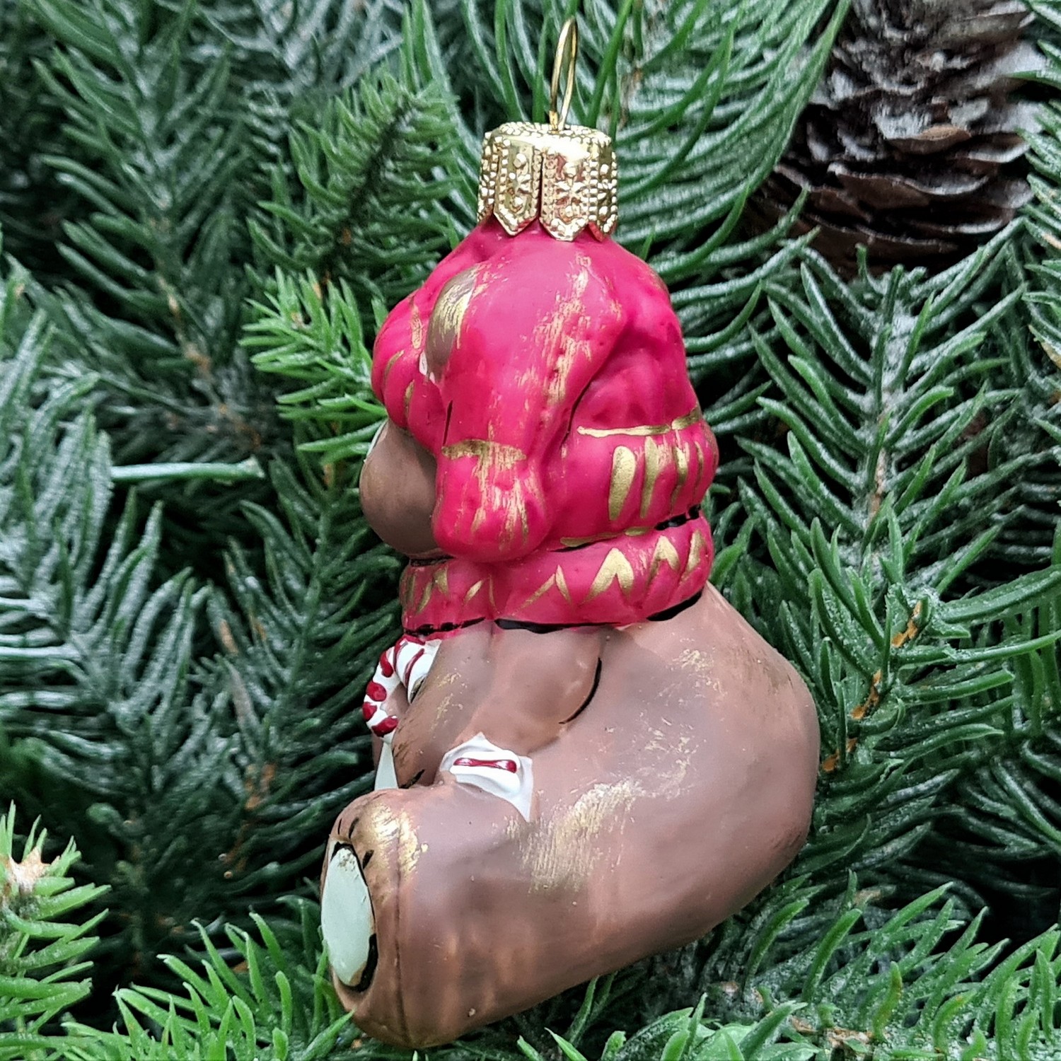 фото Стеклянная елочная игрушка Мишка Бэби винтаж