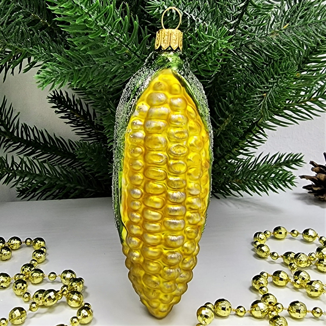 фото Стеклянная елочная игрушка Кукуруза
