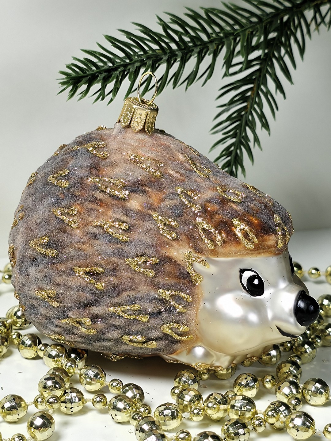 фото Стеклянная елочная игрушка Ежик лесной